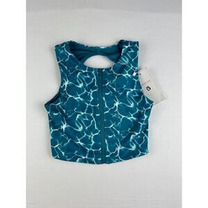 BuffBunny Limitless Zip Sports Bra Size XS Reflection Print Blue NWT
